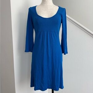 NWT y2k Michael Stars Blue 3/4 Sleeve Scoop Dress Fit And Flare small medium